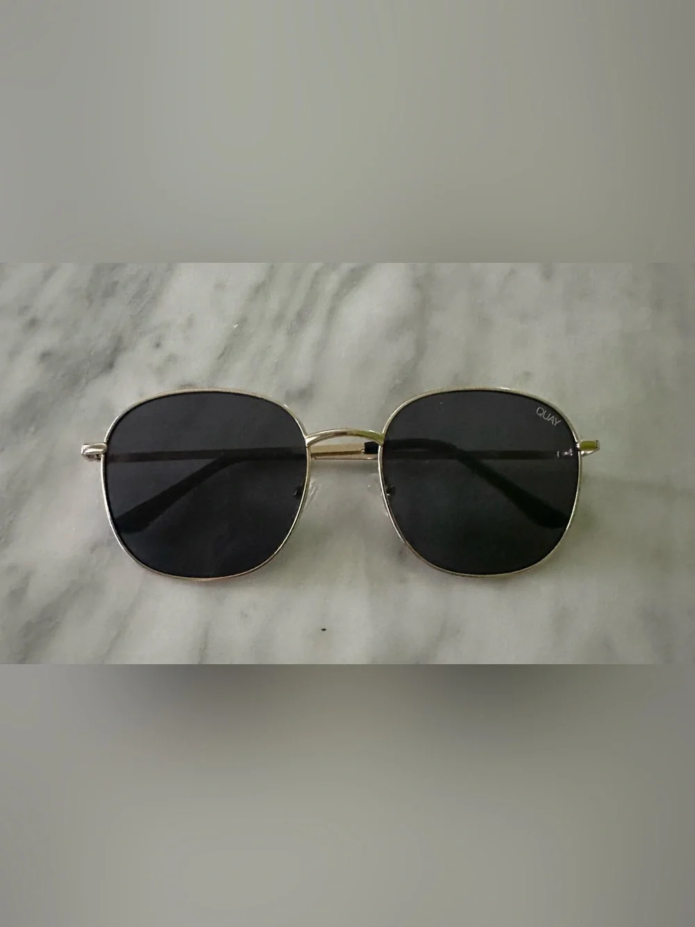 Quay Australia Gold Frame Sunglasses with Black Lenses